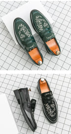 Mocasines Lujo Hombre Punta Redonda Cuero PU Formales Negocios | Sin Cordones