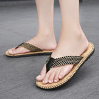 Chanclas Hombre Lino Tejidas Ligeras Interiores Silenciosas | Verano