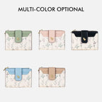 Cartera corta de cuero PU a la moda para mujer, tarjetero con cerrojo y flores pequeñas, cartera pequeña delgada, monedero multitarjetas para niña