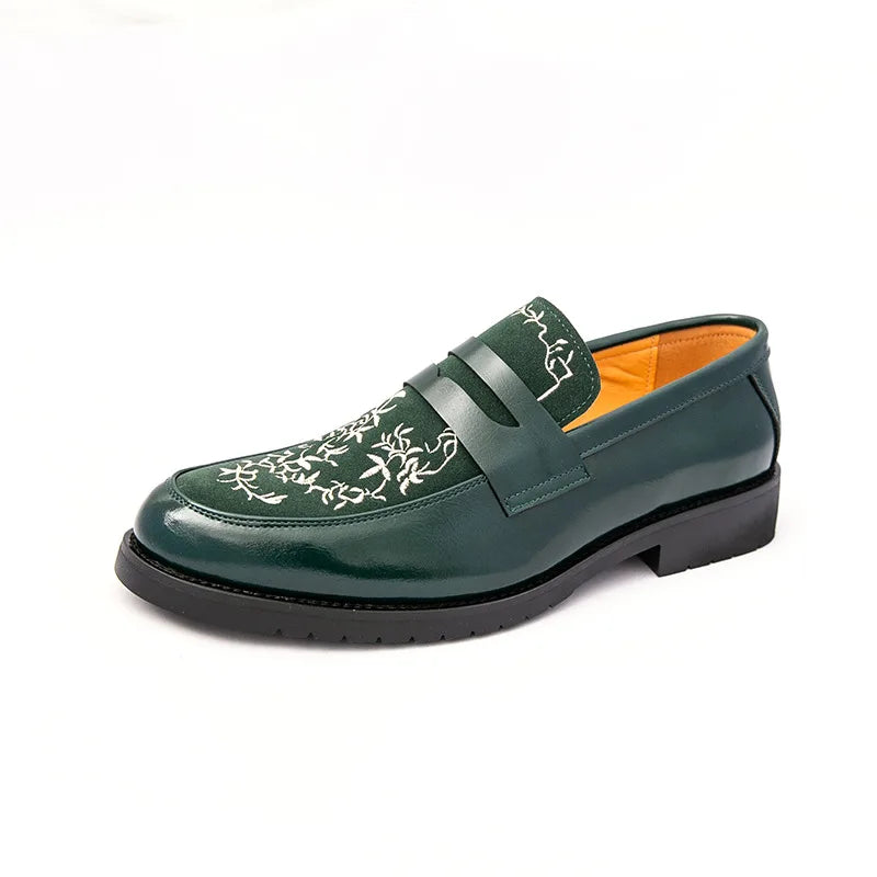 Mocasines Lujo Hombre Punta Redonda Cuero PU Formales Negocios | Sin Cordones