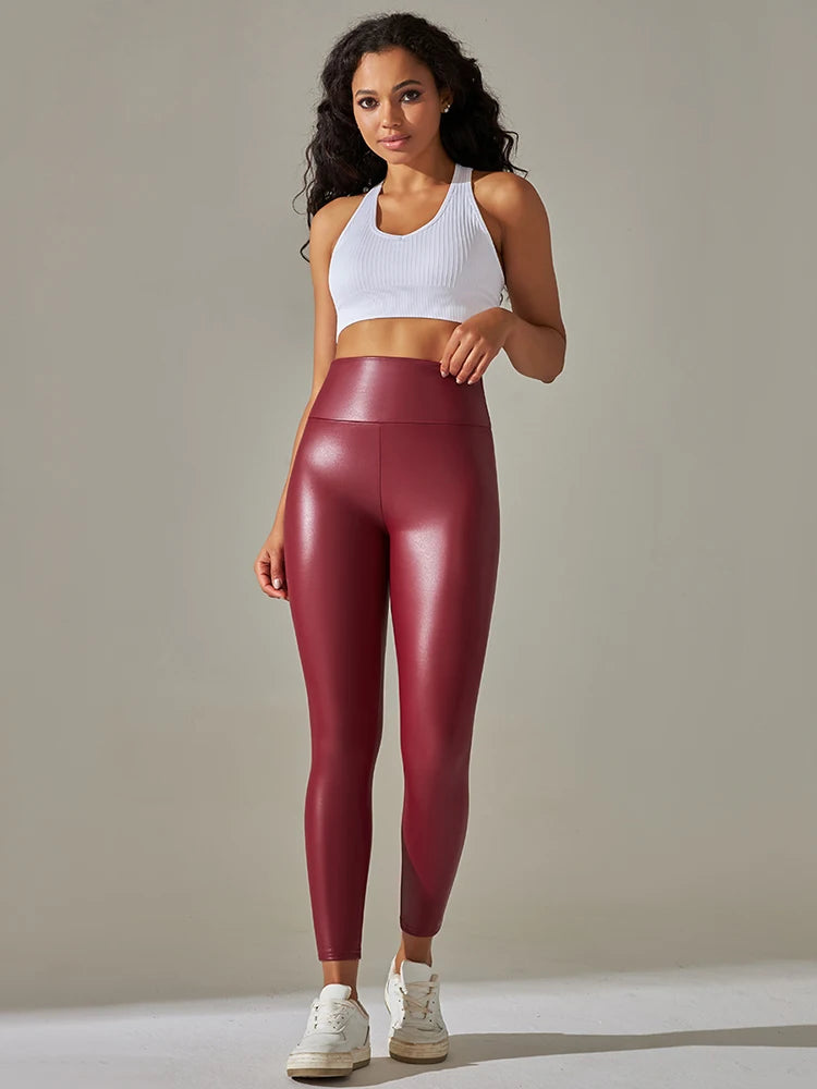 Leggings Push Up Cuero PU Mujer | Cintura Alta | Tallas Grandes