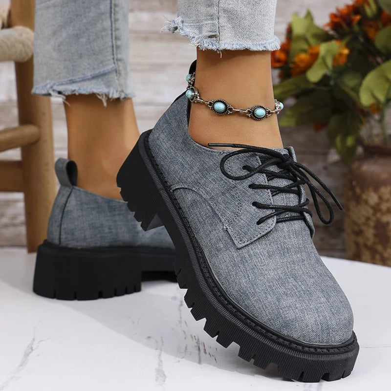Mocasines Británicos de Retales con Cordones | Plataforma | Punta Redonda | Talla Grande