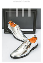 Zapatos Hombre Charol Plateados Lujo Boda Fiesta Punta Puntiaguda | Talla Grande