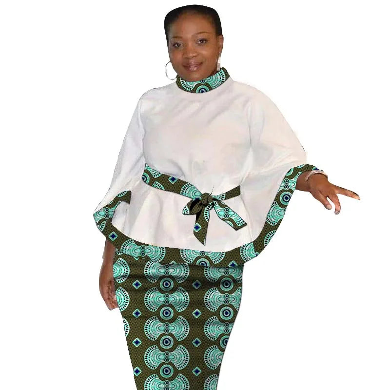 Conjunto Africano Blusa y Falda con Cinturón