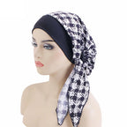 Nuevo pañuelo para la cabeza con estampado satinado para mujer, turbante musulmán elástico preatado, gorro para dormir para quimioterapia, cubierta para la pérdida de cabello, pañuelo para la cabeza