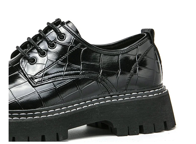 Zapatos Vestir Marrones Hombre | A Cuadros Cordones Punta Redonda Informal Negocios