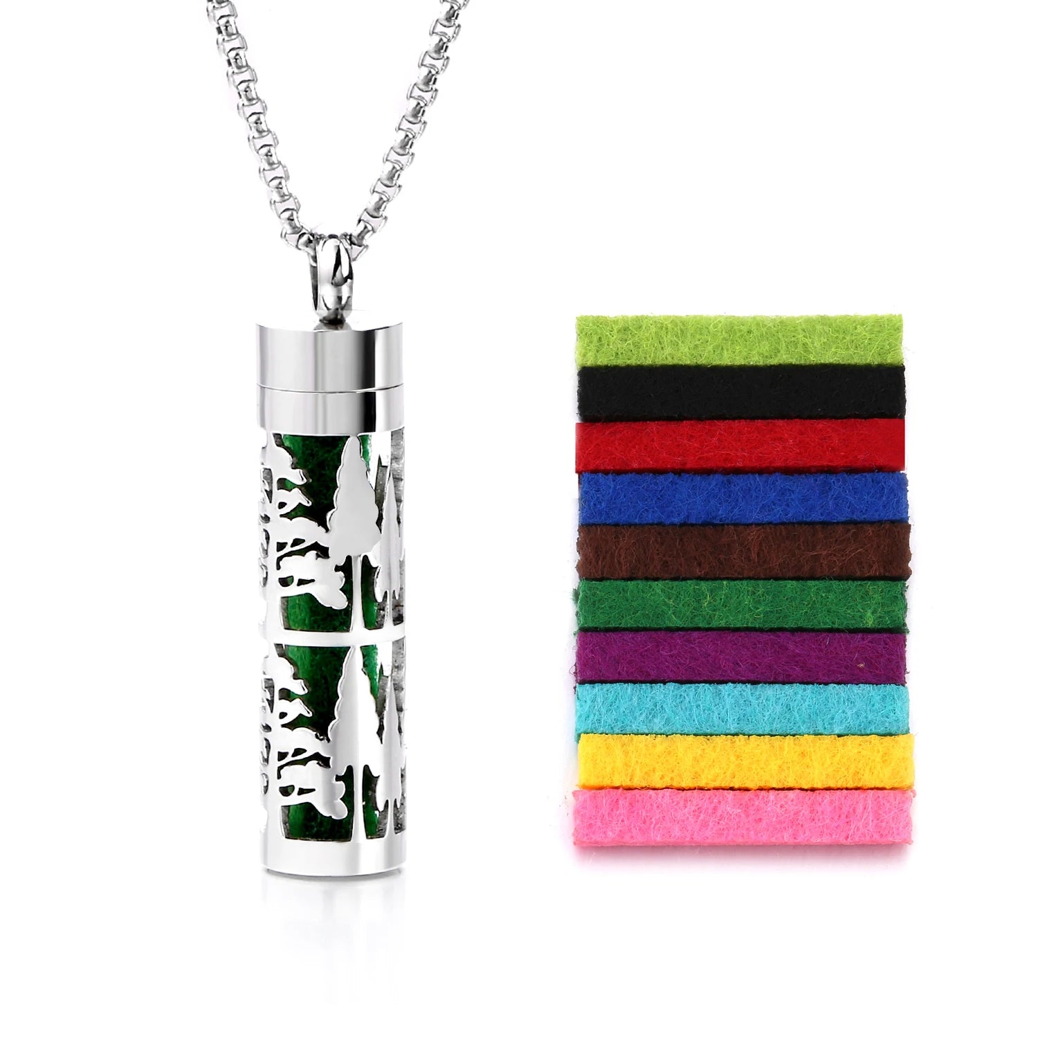 Ambientador de barra Vertical hueca de acero inoxidable, difusor de aceite de Perfume, medallón, joyería, colgante, collar para mujeres, hombres y adolescentes