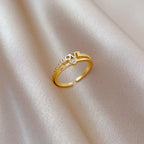 Anillos con letras de amor de circón chapado en oro de 18 quilates para mujeres y niñas, anillo de cobre abierto ajustable dulce, accesorios de joyería, regalos