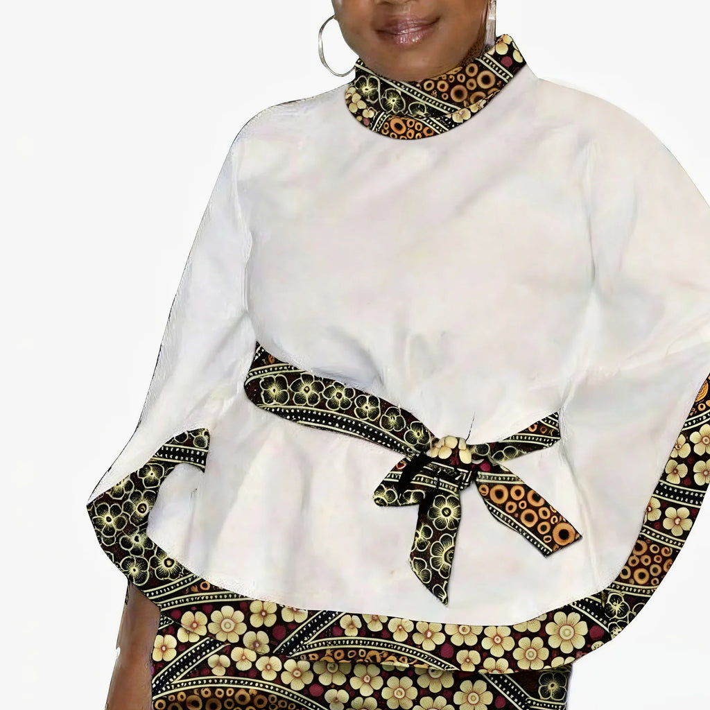 Conjunto Africano Blusa y Falda con Cinturón