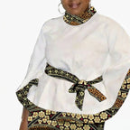 Conjunto Africano Blusa y Falda con Cinturón