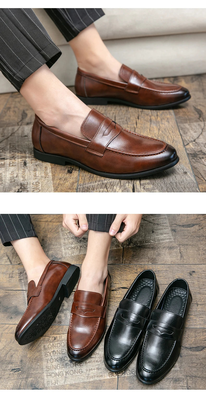 Mocasines de Cuero para Hombre | Talla Grande 48 | Clásicos para Fiesta y Oficina | Tico Trendy