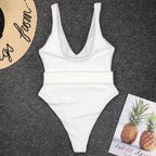 Bañador 1 Pieza Color Sólido - Traje de Baño Simple de Playa