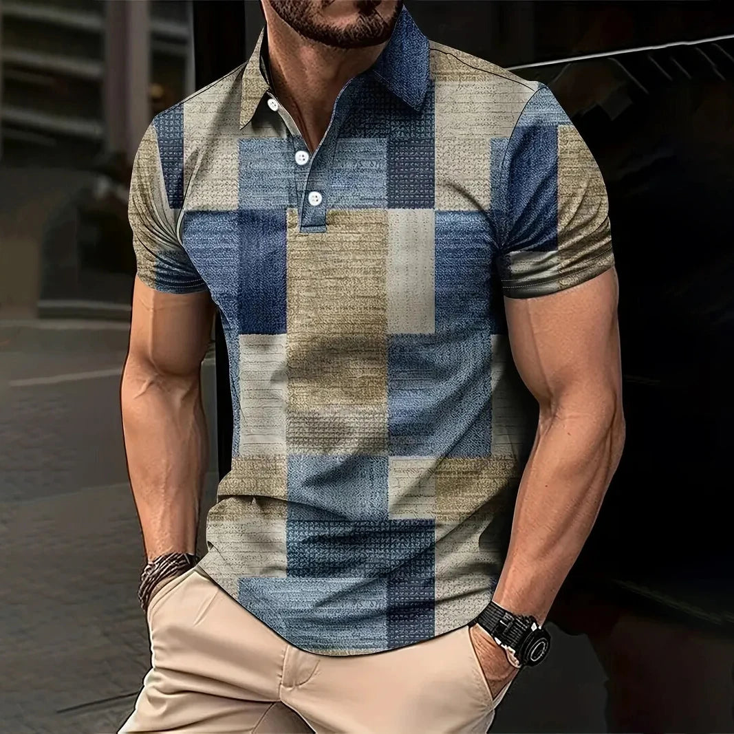 Polo Vintage Hombre Verano | Diseño Estampado Informal Manga Corta Transpirable