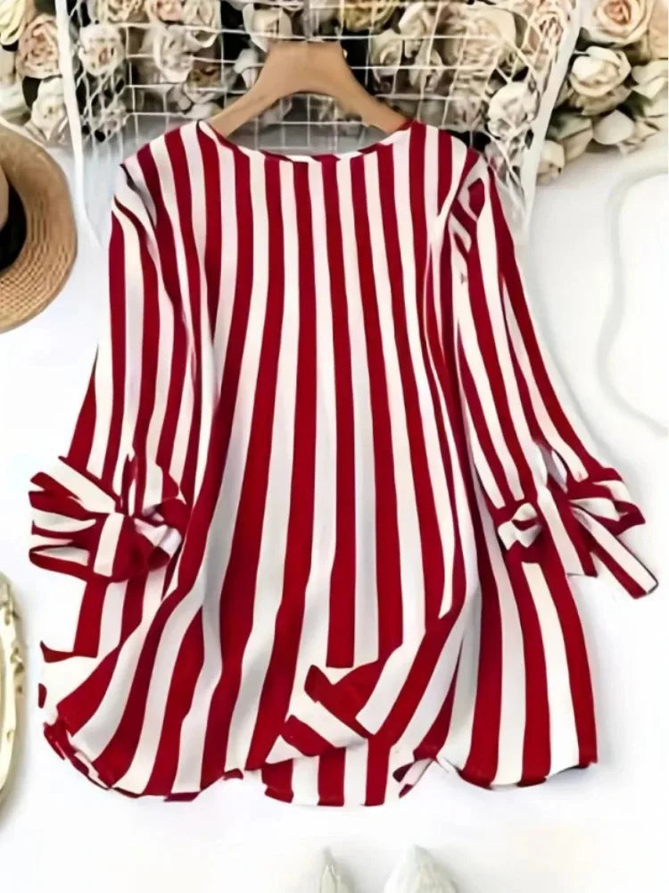 Camisa Cuadros Rayas Cuello V Plus Size | Manga Larga | Tallas 1XL-5XL | Tico Trendy