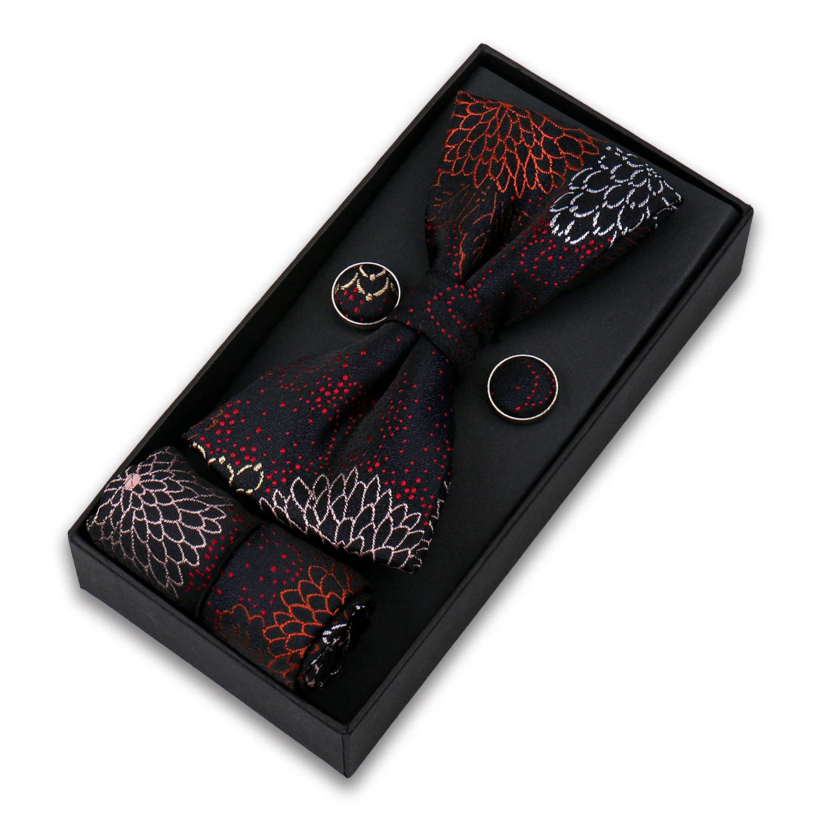 Set De Pajarita Pañuelo Gemelos Regalo Elegante Estilo Para Hombres
