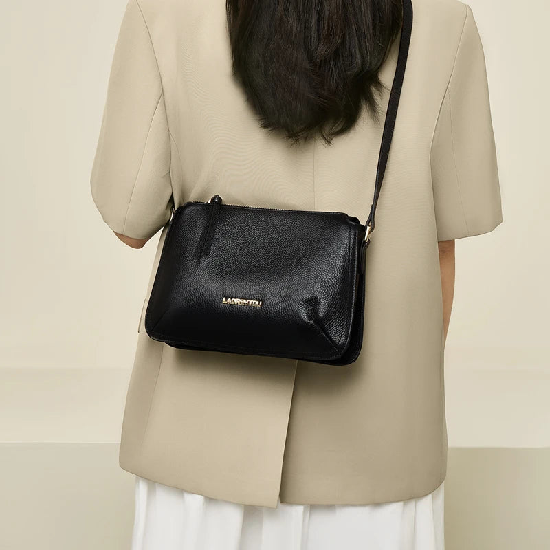 LAORENTOU bolso de hombro para mujer de piel auténtica 2025 Otoño Invierno bolso cruzado clásico bolso de moda que combina con todo elegante Oficina