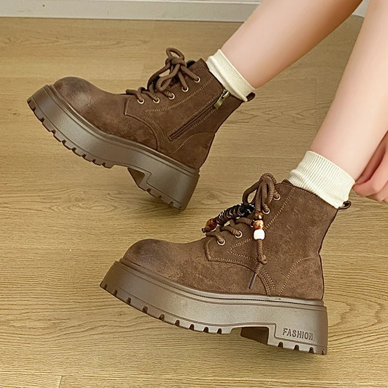 Botines de Tacón Cuadrado Retro | Plataforma | Mujer
