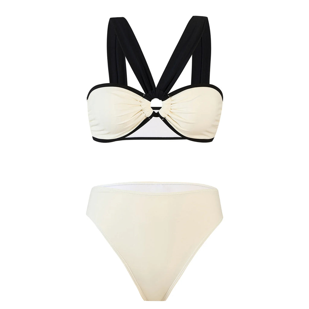 Conjunto de Bikini de Gasa de 3 Piezas - Traje de Baño Divisado para Playa