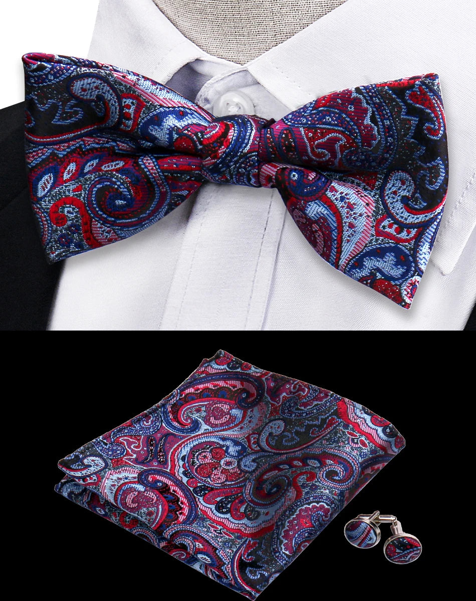 Conjunto Pajarita Pañuelo Gemelos Estilo Novedad Elegancia Pura Vida