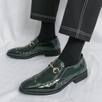 Zapatos Hombre Charol Elegantes Punta Puntiaguda Boda Sin Cordones | Diseño Liso