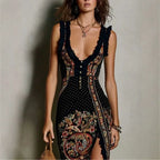 Vestido Floral con Encaje Espalda Descubierta