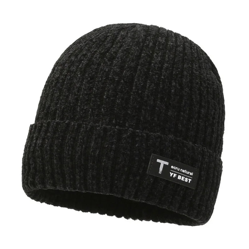Gorro Tejido Lana Chenilla Terciopelo Grueso Térmico | Invierno Ajustable Unisex