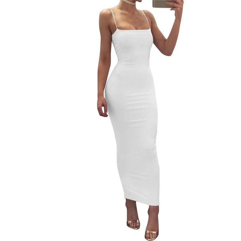 Vestido Sexy De Verano Ceñido Sin Mangas Espalda Descubierta 2025