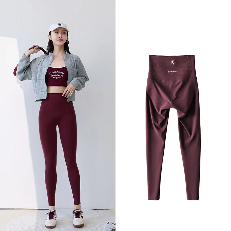 Leggings Piel Tiburón Ciruela | Sensación Desnuda 3D Push Up | Sexy Yoga Fitness PV | Ticotrendy