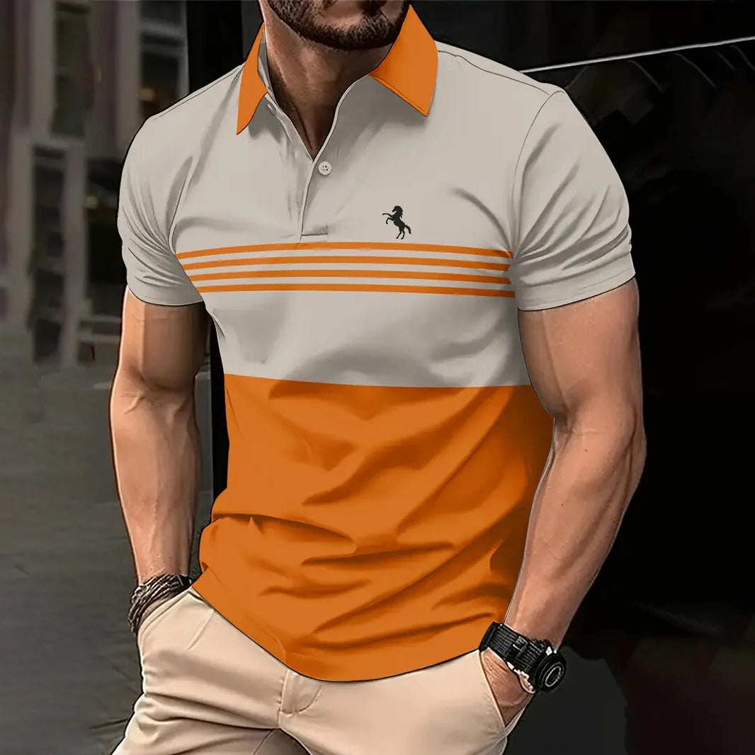 Polo Hombre Casual ∣ Verano con Botones ∣ Estampado de Rayas