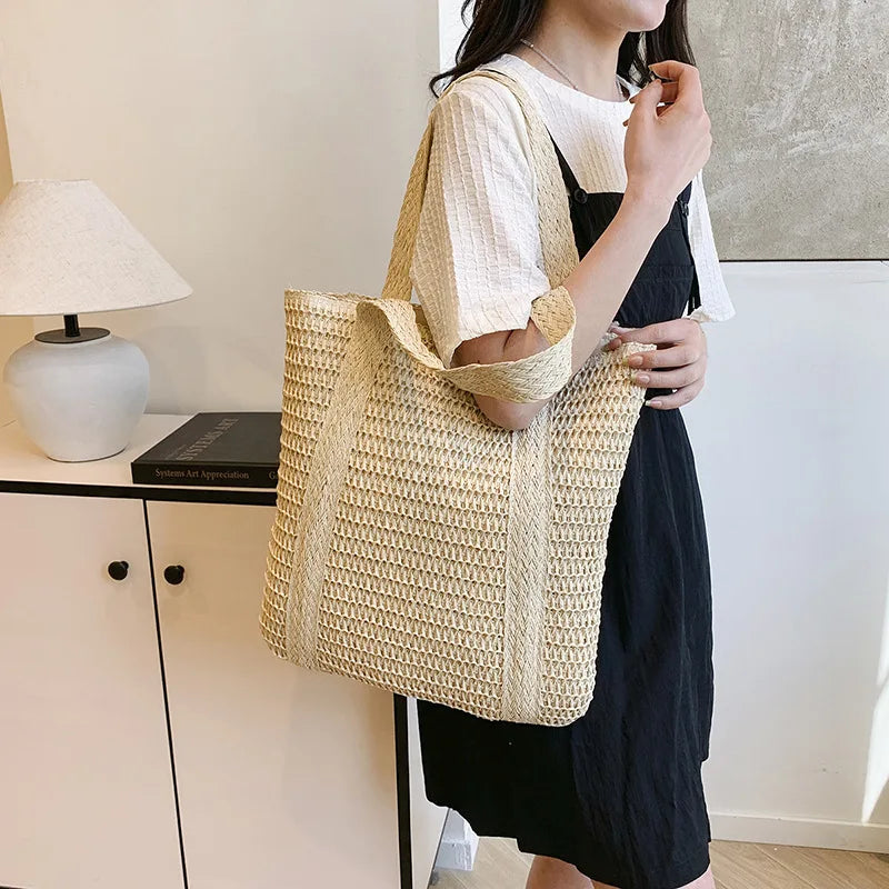 Bolso Hombro Tejido Mujer Verano Playa Gran Capacidad