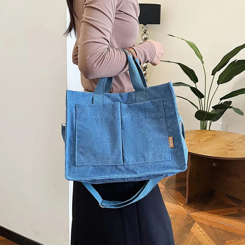 Bolso Hombro Pana Mujer Gran Capacidad Estilo Mensajero