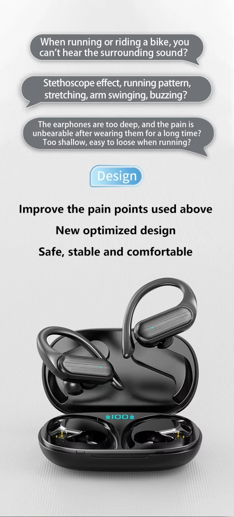 Auriculares Sony HD Bluetooth 5.4 | Gancho para Oreja | Cable HIFI | Estuche de Carga