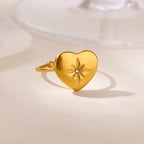 Anillo Ticotrendy Lujo | Ópalo Circón | Corazón Estrella Flor | Acero Oro