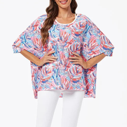 BHFlutter-camisa de talla grande para mujer, Top bohemio estampado, camiseta informal de gasa, 4XL, 5XL, 6XL, 2023