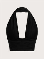 Top corto con espalda descubierta para mujer, Top Sexy liso con cuello Halter, ropa Y2K Grunge de estilo callejero, Top sin mangas para discoteca, ropa de calle 2024