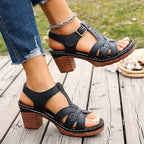 Sandalias Romanas de Tacón Alto para Mujer | Suela Gruesa y Ligera | Hebilla Tobillera | Tallas 36-43