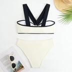 Conjunto de Bikini de Gasa de 3 Piezas - Traje de Baño Divisado para Playa