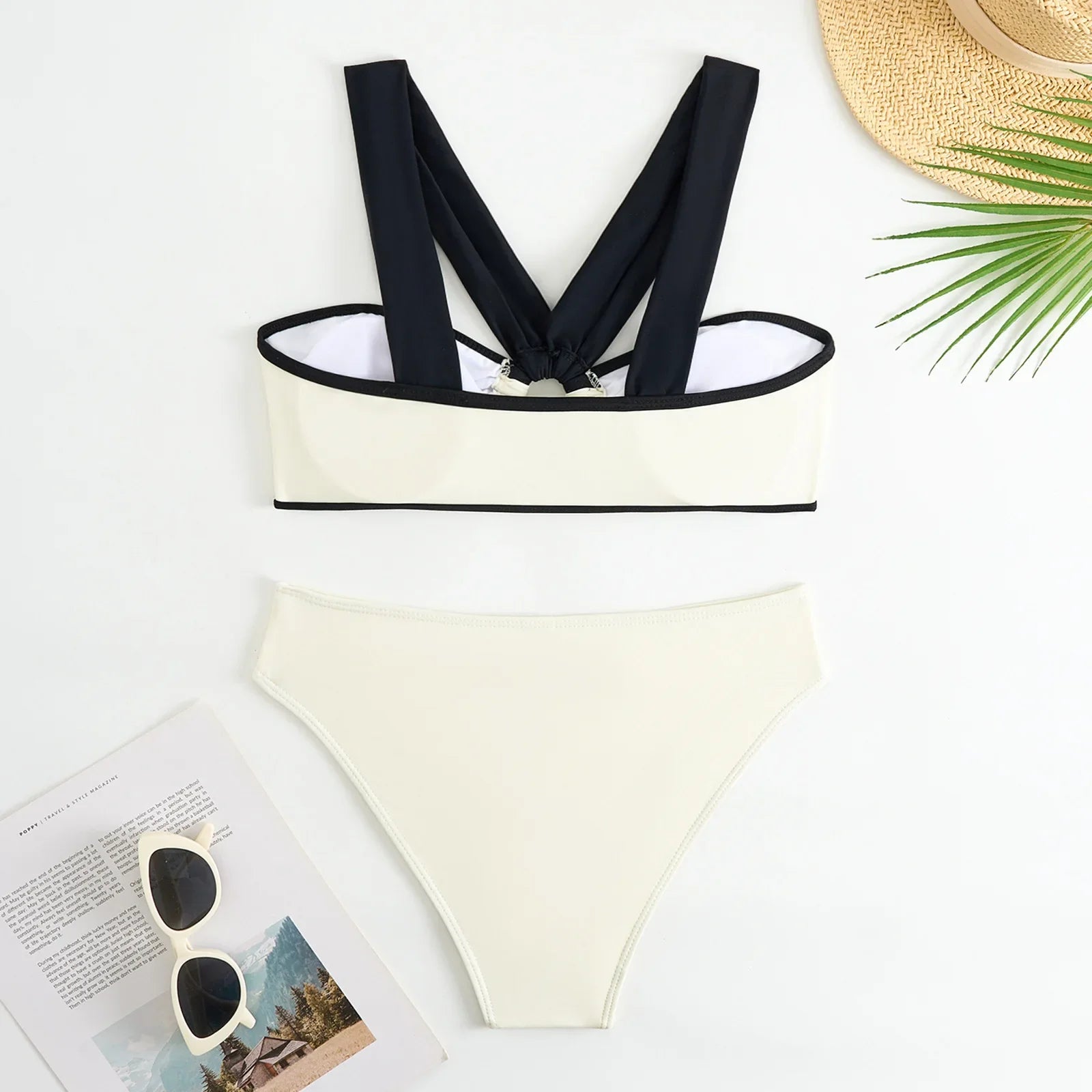 Conjunto de Bikini de Gasa de 3 Piezas - Traje de Baño Divisado para Playa