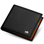 BISON DENIM-billetera de fibra de carbono para hombre, Tarjetero con bloqueo RFID, bolsillo para monedas, monedero de cuero plegable para negocios, regalos ideales para hombre