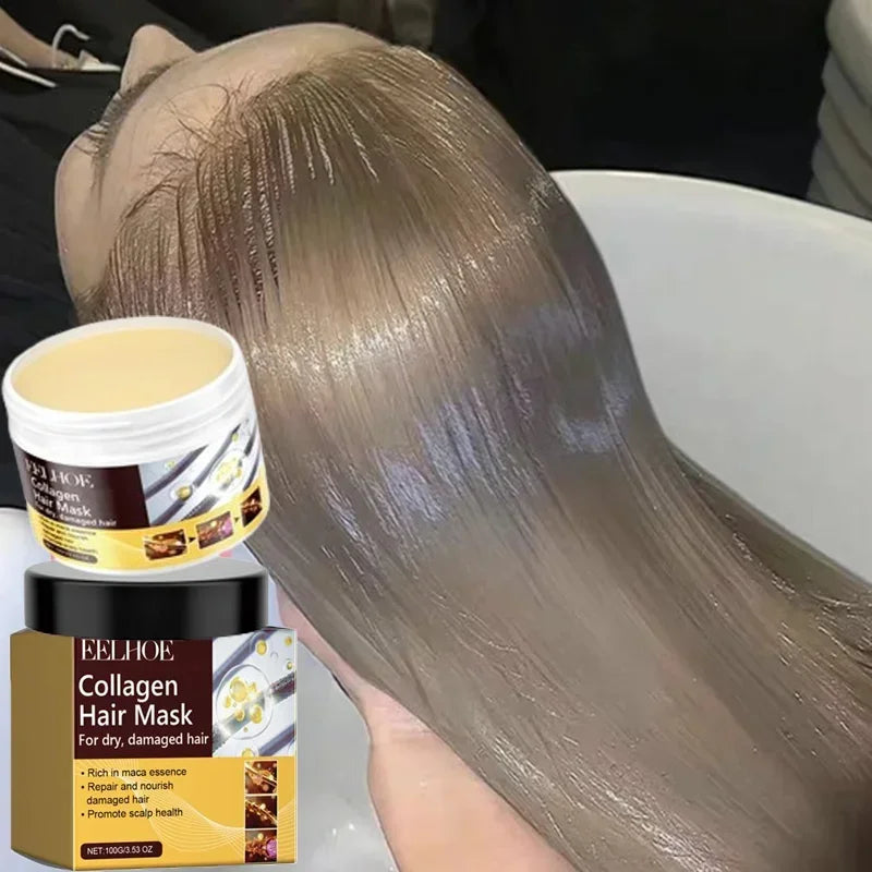 Mascarilla para el cuidado del cabello con queratina y colágeno, tratamiento para el cabello seco y dañado, revitaliza el cabello, alisado, suave, hidratación, productos para el cuidado