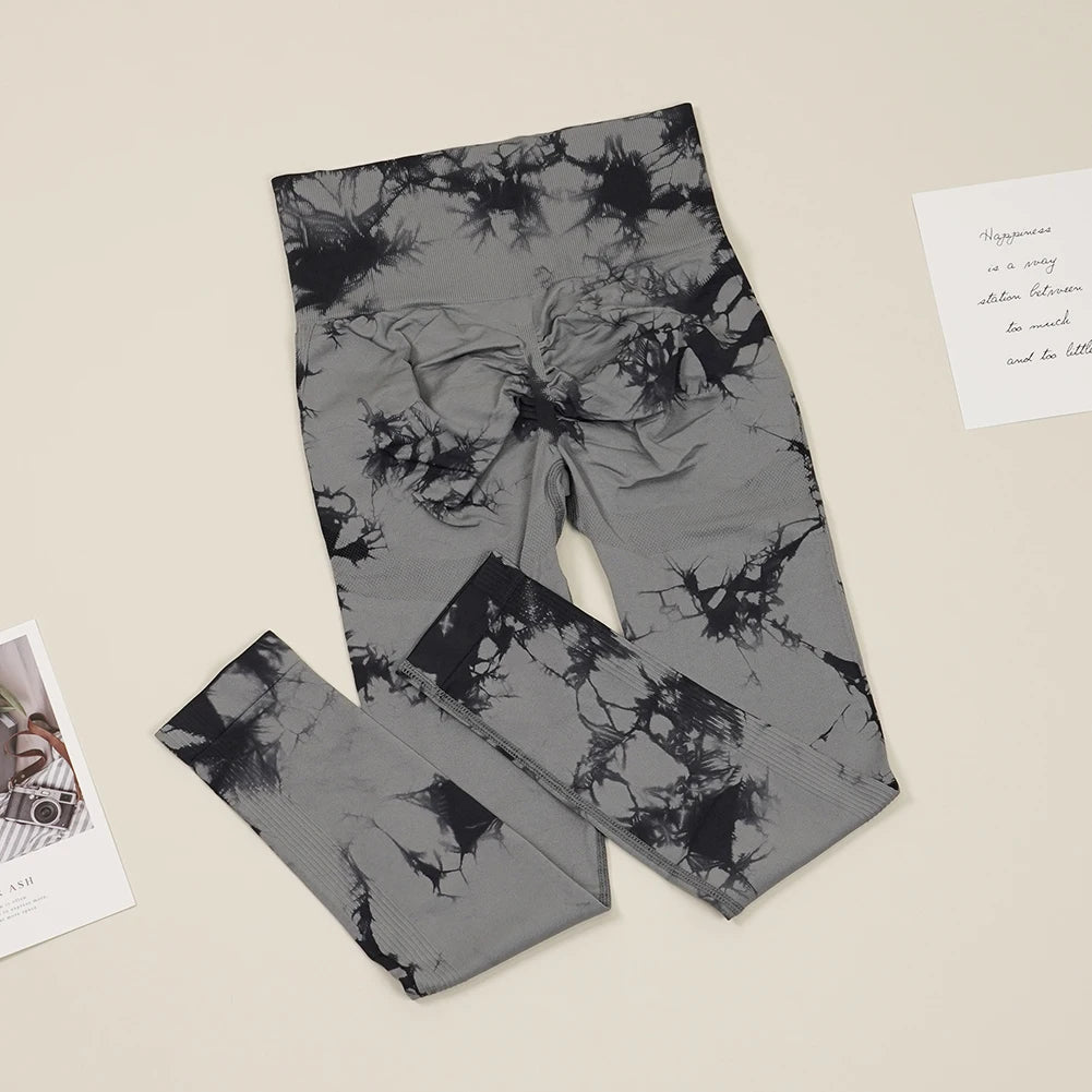 VEQKING Pantalones de yoga sin costuras para mujer, leggings deportivos de cintura alta, elásticos, de secado rápido, pantalones ajustados para gimnasio y entrenamiento