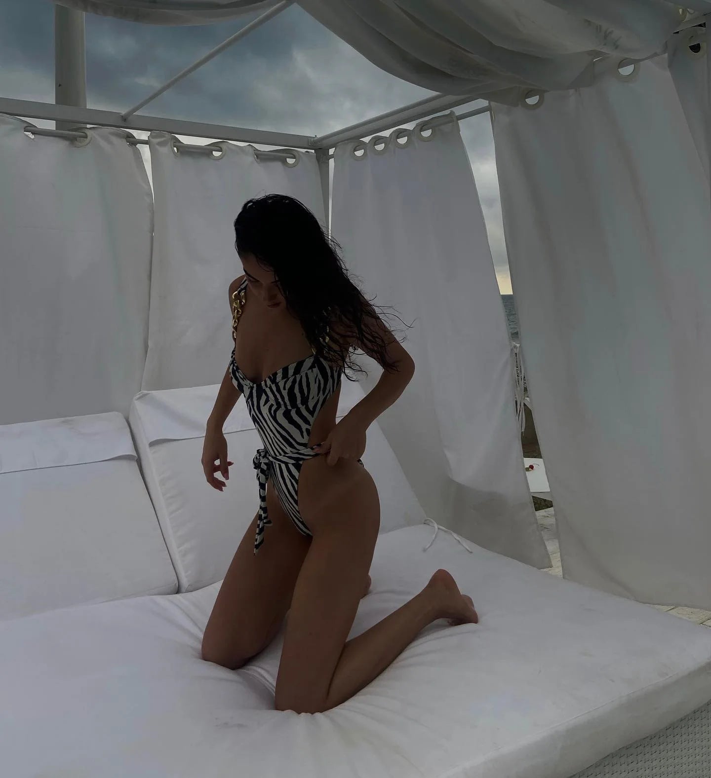 Traje De Baño Sexy Rayado Cintura Alta Playa Mujer Una Pieza