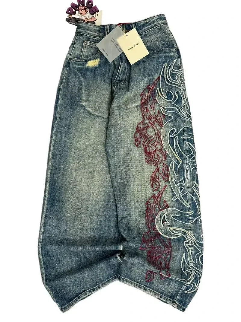 Jeans Y2K Lavado Multibolsillo | Holgado Pierna Ancha | Hip-hop Punk Vintage | Ticotrendy