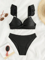 Bikini Push Up con Detalle Recortado y Volantes para Playa