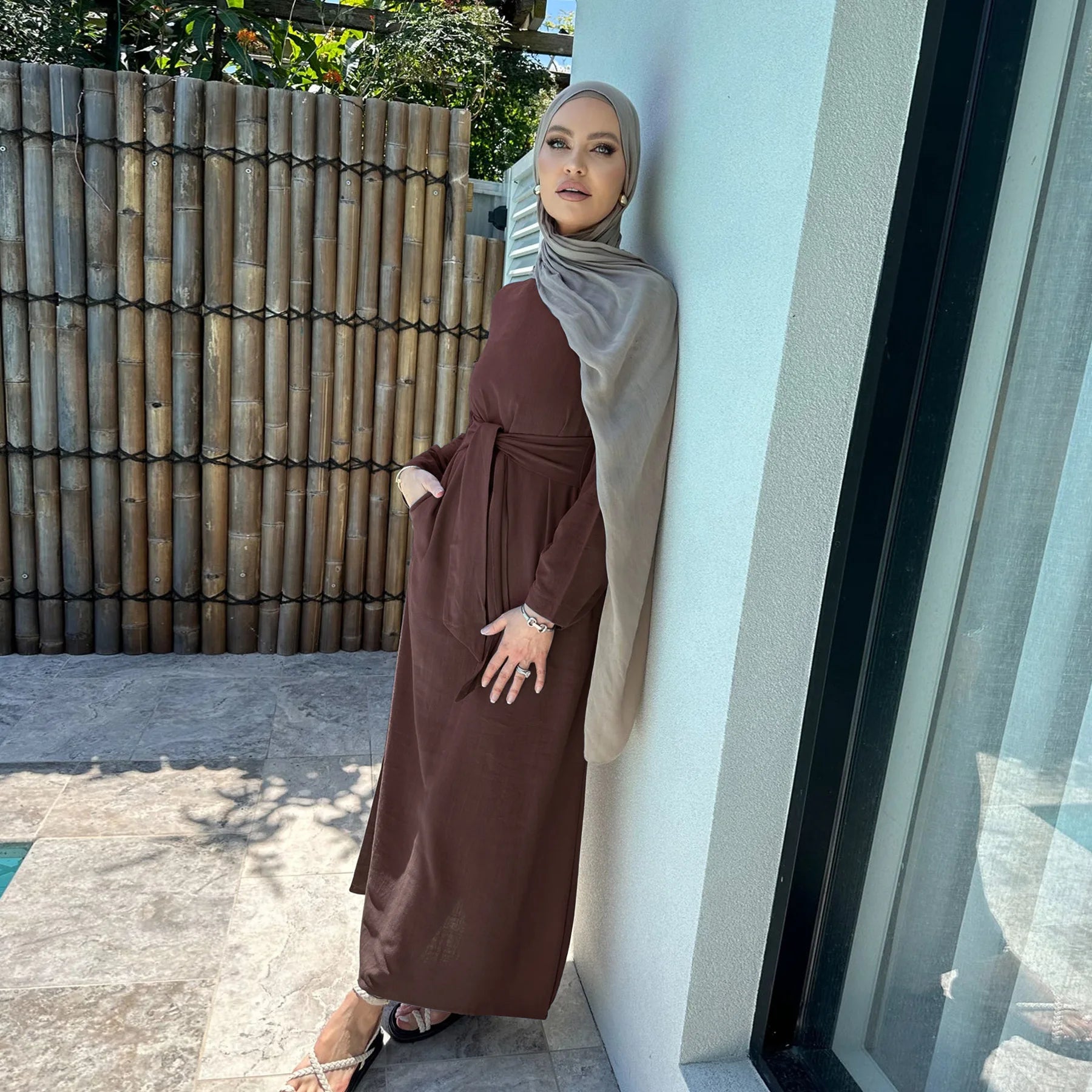 Vestido Bandage de lino y algodón Eid para mujer, vestido de fiesta Abaya musulmán, caftán árabe de Dubái, Turquía, Marruecos, vestido islámico