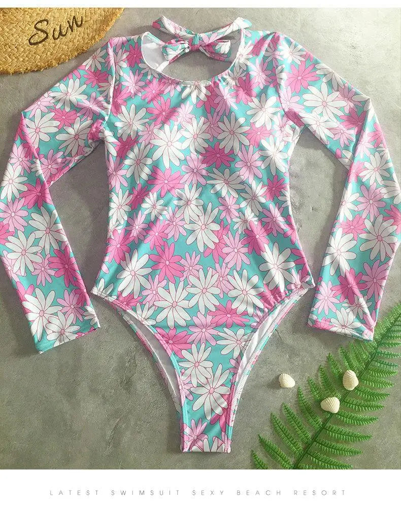 Bañador Una Pieza Mujer | Estampado | Manga Larga y Sin Espalda | Surf y Buceo