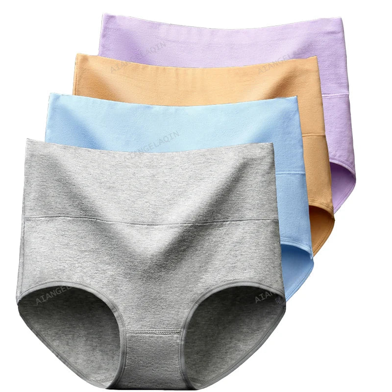 4 Paquete Bragas Cintura Alta | Algodón Moldeador Talla Grande | Tico Trendy