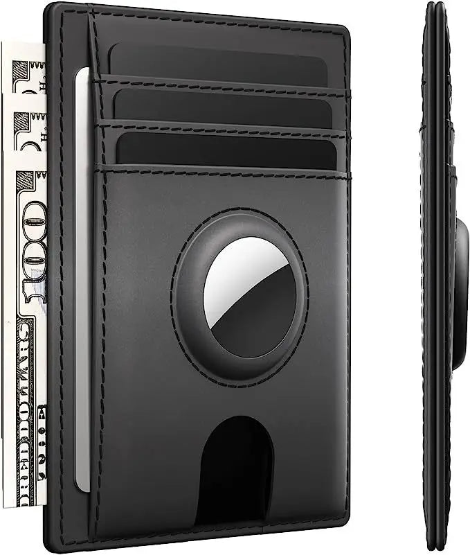Tarjetero Airtag para hombre, cartera RFID antirrobo de cuero genuino, funda para tarjetas de crédito y identificación, funda para hombre de alta calidad