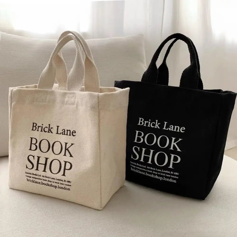 Bolsa de Almuerzo de Lona con Diseño de Letras, Ideal para Oficina y Picnic