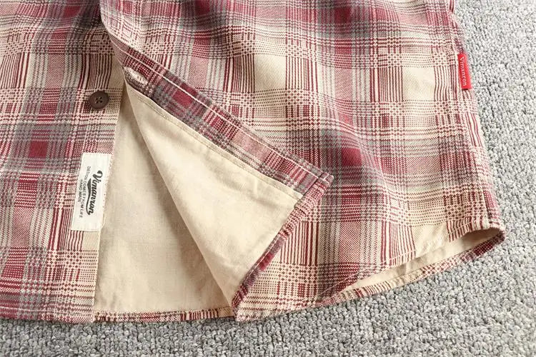 Camisa Retro Hombre | Cuadros Tartán | Algodón Tejido | Corte Holgado | Ticotrendy